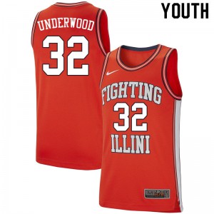 Youth Illinois Fighting Illini Tyler Underwood #32 Basketball Retro Orange Jerseys 431465-418