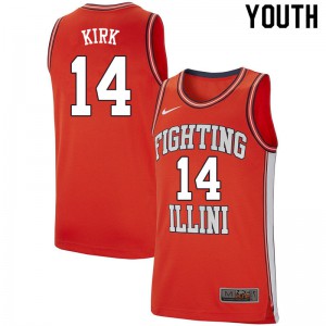 Youth Illinois Fighting Illini Walt Kirk #14 Retro Orange Player Jerseys 440954-655