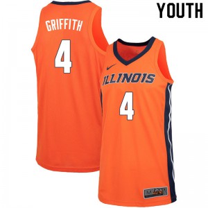 Youth Illinois Fighting Illini Zach Griffith #4 University Orange Jersey 608124-887
