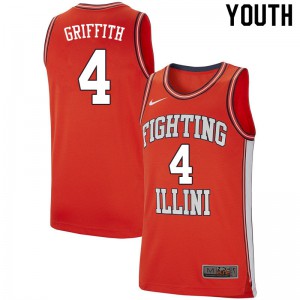 Youth Illinois Fighting Illini Zach Griffith #4 Retro Orange College Jerseys 755406-964