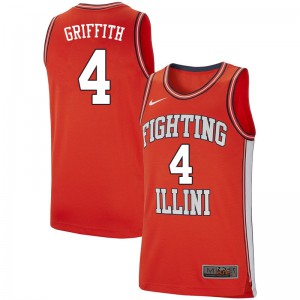 Men Illinois Fighting Illini Zach Griffith #4 Retro Orange Embroidery Jersey 525783-706